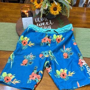 Hurley Teal and Blue Swim Shorts